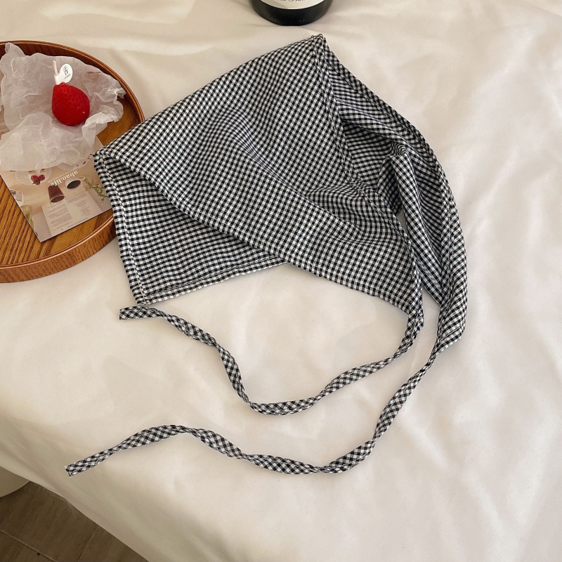 Ženski karirani trokutasti šal za kosu, romb oblik, tkanina, ljetna kolekcija 2024