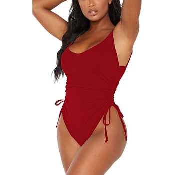 Plisirani jednodijelni kupaći kostim za žene s otvorenim leđima i prekrivanje trbuha, visok struk; jednofarban; bez rukava; jastučići za prsa, bez metalne potpore; materijal poliester s elastanom 82%; podstava poliester s elastanom 82%; 200 g