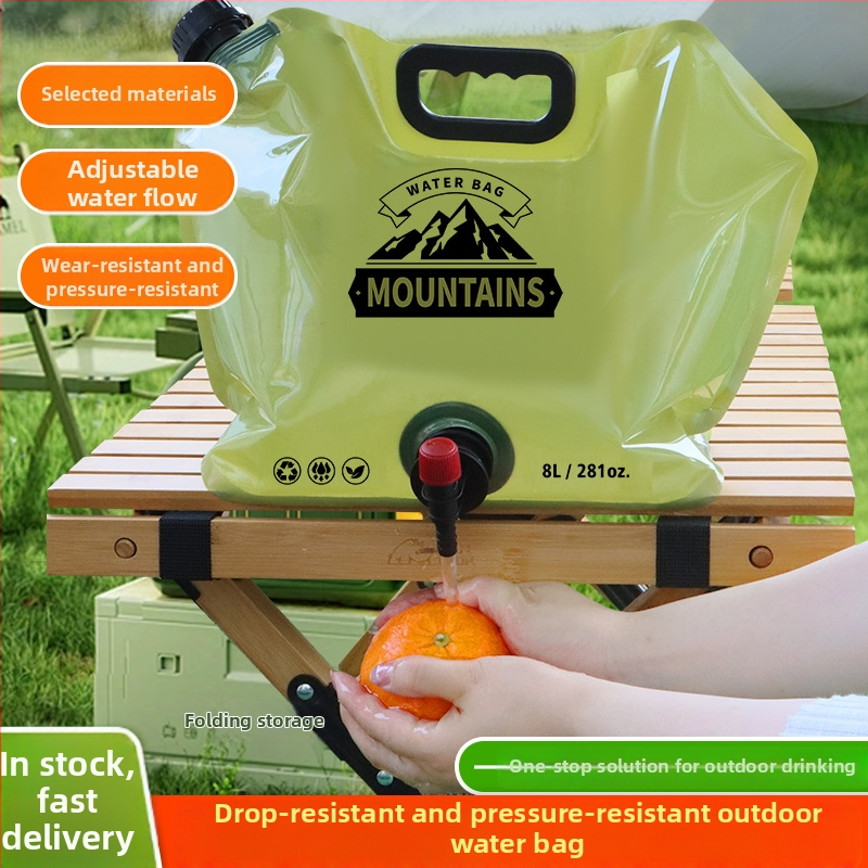 Sklopiva vreća za vodu za vanjsku upotrebu — prenosna, velikog kapaciteta, pogodna za hranu, materijal: PE plastika; izlazak na tržište: 2025.