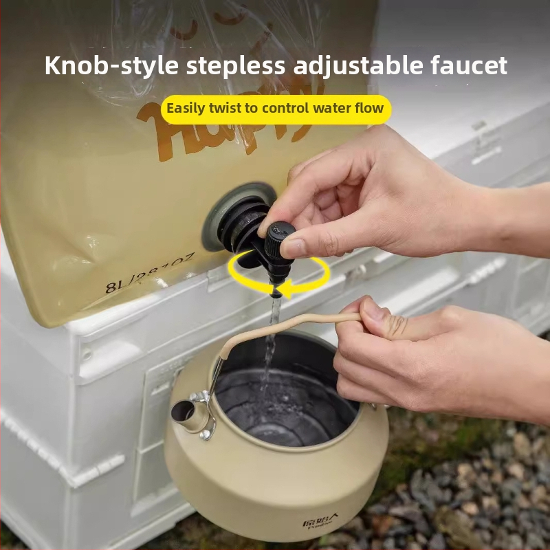 The Primitive skladacia vodná taška – Prenosná vonkajšia nádrž na vodu pre kempovanie, Trojvrstvový PET/NY/PE materiál, Veľká kapacita, Uvedená v roku 2024