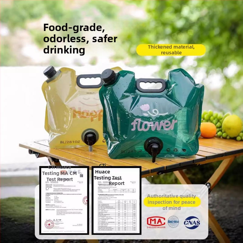 The Primitive skladacia vodná taška – Prenosná vonkajšia nádrž na vodu pre kempovanie, Trojvrstvový PET/NY/PE materiál, Veľká kapacita, Uvedená v roku 2024