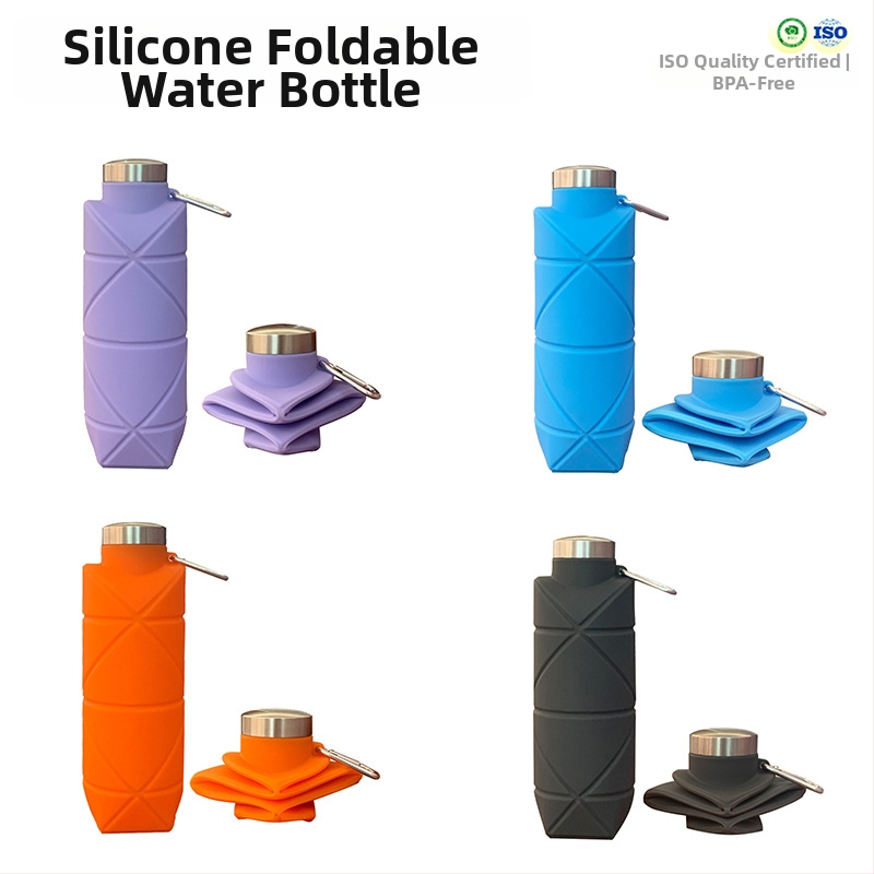 Silikónová skladacia fľaša na vodu — vonkajší štýl, dostupná pre súkromnú značku