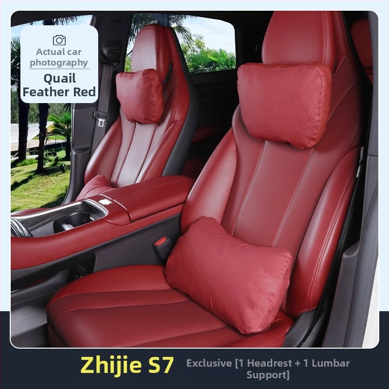 Автомобилна възглавничка за шия и пояс – външен материал Наппа кожа, пълнеж Dupont biofleece, минималистичен стил, универсална съвместимост