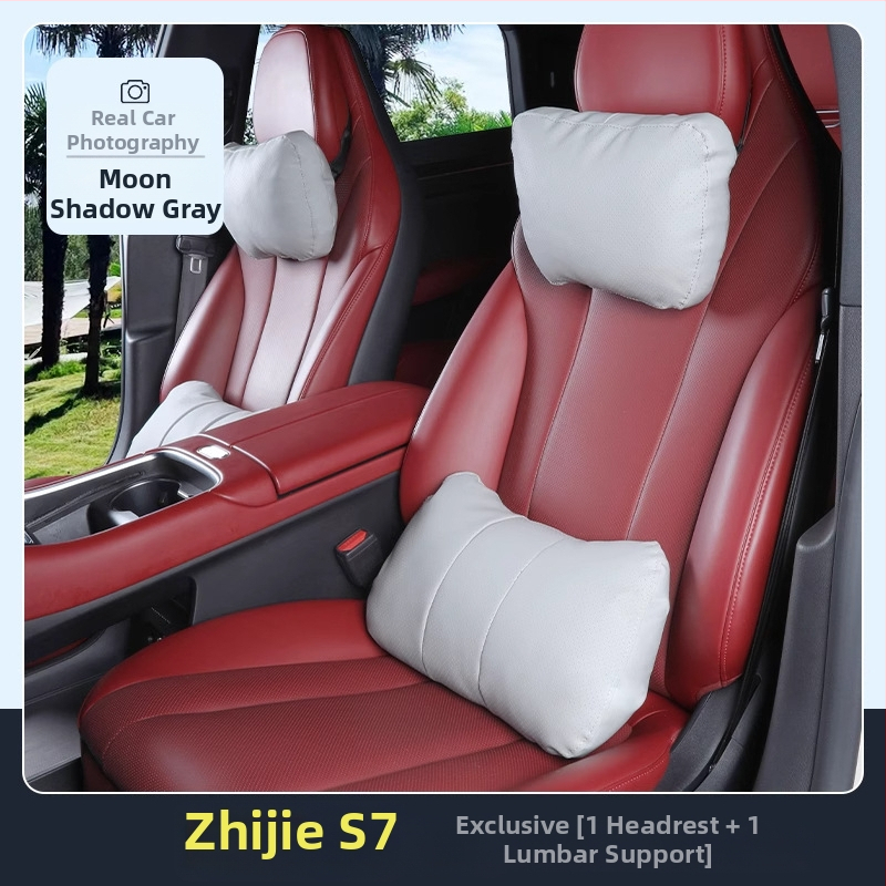 Автомобилна възглавничка за шия и пояс – външен материал Наппа кожа, пълнеж Dupont biofleece, минималистичен стил, универсална съвместимост