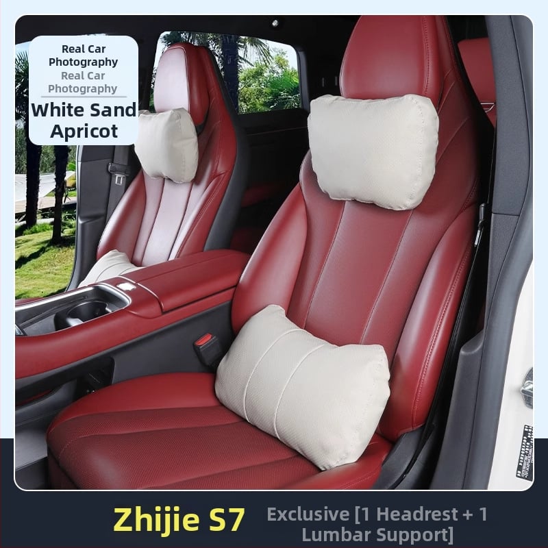 Автомобилна възглавничка за шия и пояс – външен материал Наппа кожа, пълнеж Dupont biofleece, минималистичен стил, универсална съвместимост