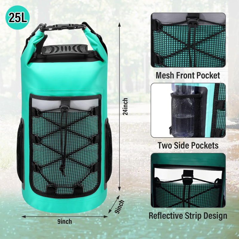 Vanjski vodootporni ruksak sa suho–mokro odjeljkom – 500D PVC mreža, sportski stil, za plažu, ronjenje i planinarenje
