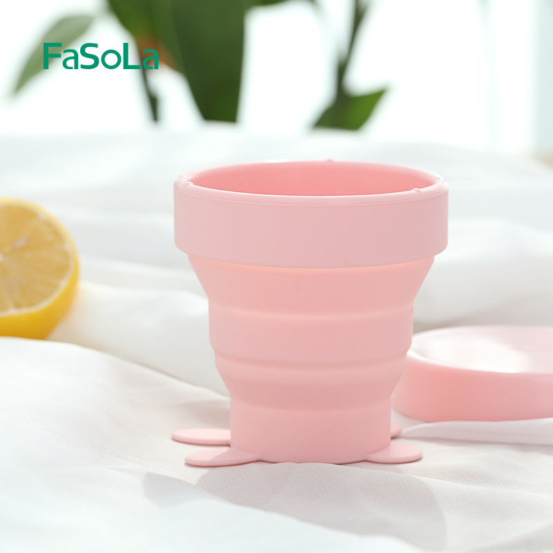 Sklopiva silikonska čaša, teleskopski dizajn, PP konstrukcija, crtani stil, prijenosna čaša za vanjska putovanja