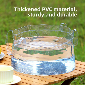 Skladaná vodná misa na kempovanie a cestovanie — priehľadný PVC, na umývanie a pranie, moderný jednoduchý dizajn
