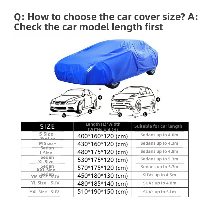 Izdrživi auto pokrivač od Oxford tkanine, potpuno pokrivanje štiti od prašine i kiše za garažu, pogodan za sedan i SUV