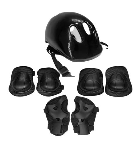 Детски комплект защитно оборудване за ролери: каска, протектори за лакти и колене | Материал: пластмаса + пяна