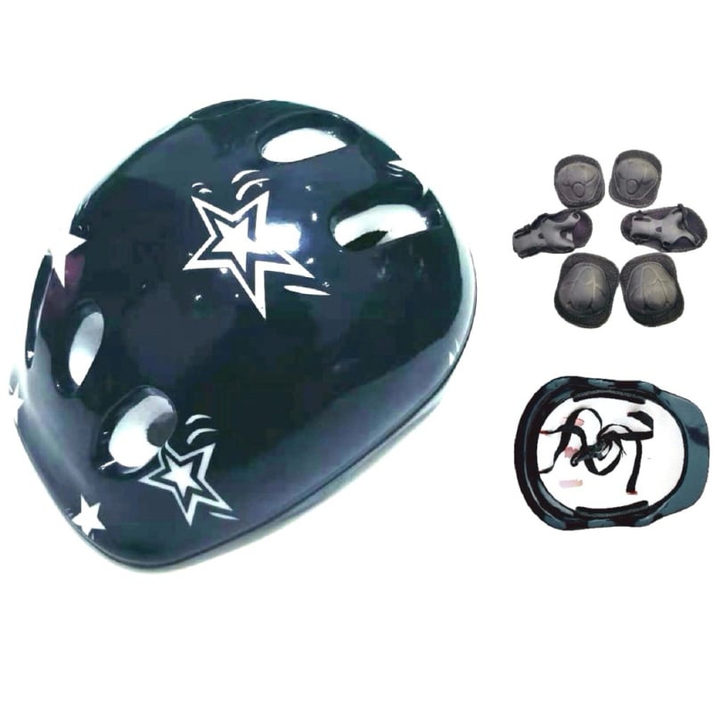 Детски комплект защитно оборудване за ролери: каска, протектори за лакти и колене | Материал: пластмаса + пяна