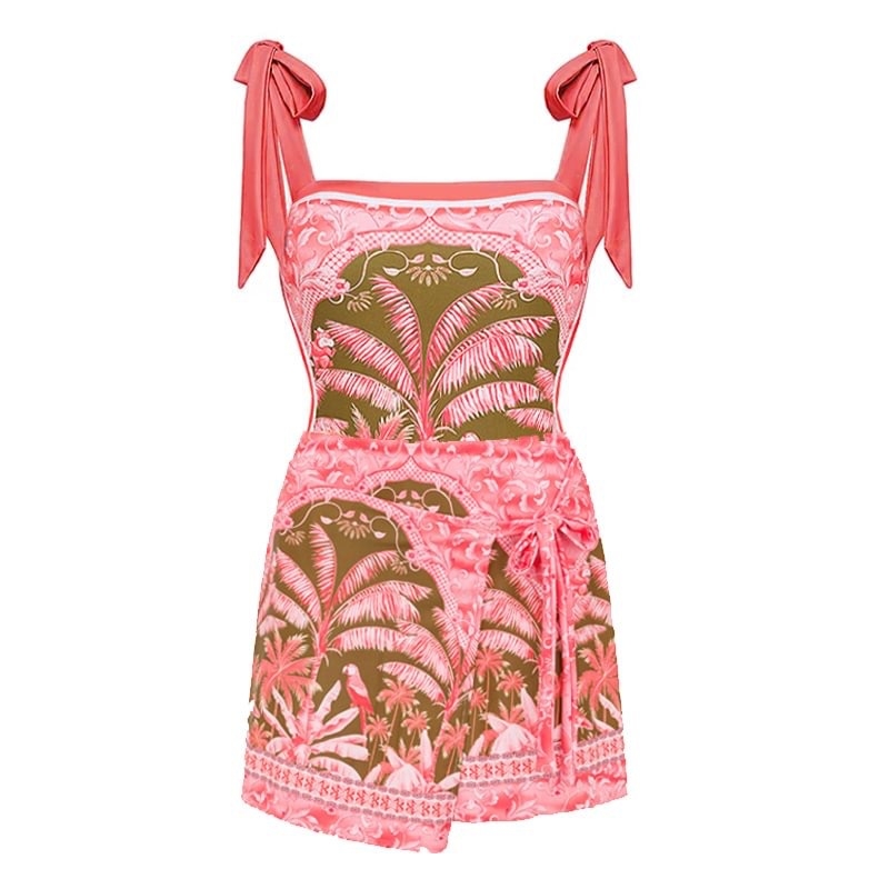 Costum de baie pentru femei, costum întreg cu imprimeu floral, cu pernă pentru bust încorporată, 85% poliester, căptușeală 95% poliester