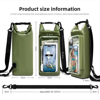 Vanjska PVC vodootporna torba za plažu s crossbody remenom, dvostruka namjena, torbica za telefon, kapacitet 2 L