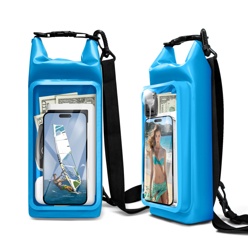 Vanjska PVC vodootporna torba za plažu s crossbody remenom, dvostruka namjena, torbica za telefon, kapacitet 2 L