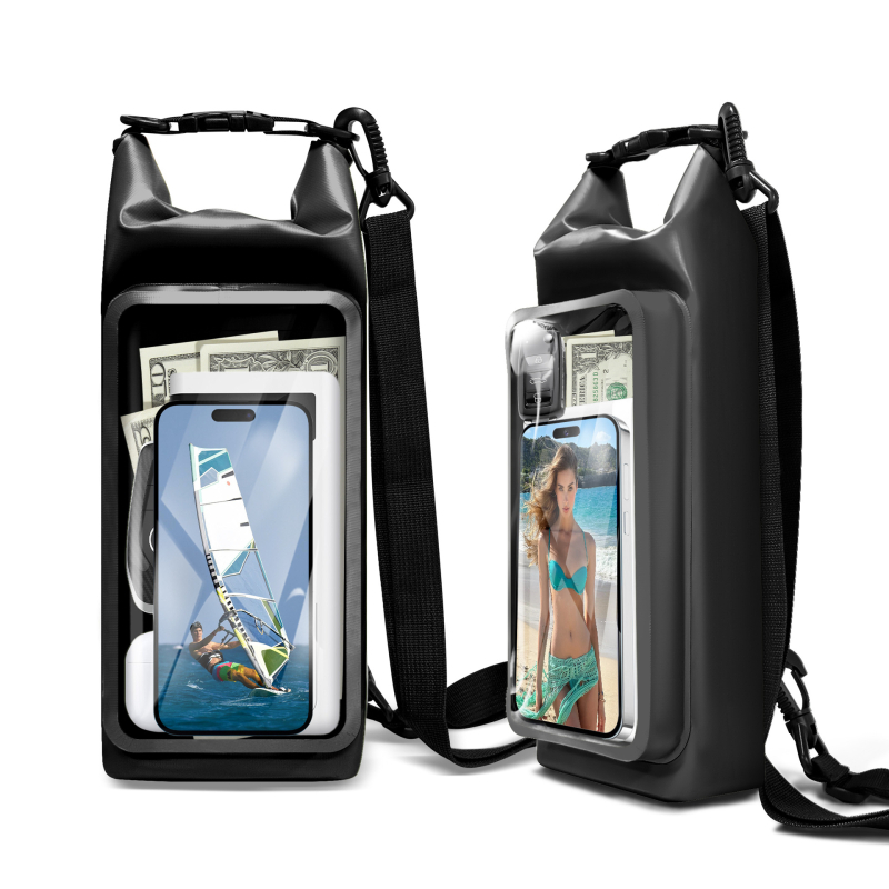 Vanjska PVC vodootporna torba za plažu s crossbody remenom, dvostruka namjena, torbica za telefon, kapacitet 2 L