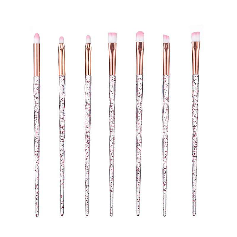 Κρυστάλλινο σετ 10 πινέλων μακιγιάζ — πινέλα για σκιά ματιών, κονσίλερ και πινέλα πούδρας, με απαλές συνθετικές τρίχες και πλαστικές λαβές
