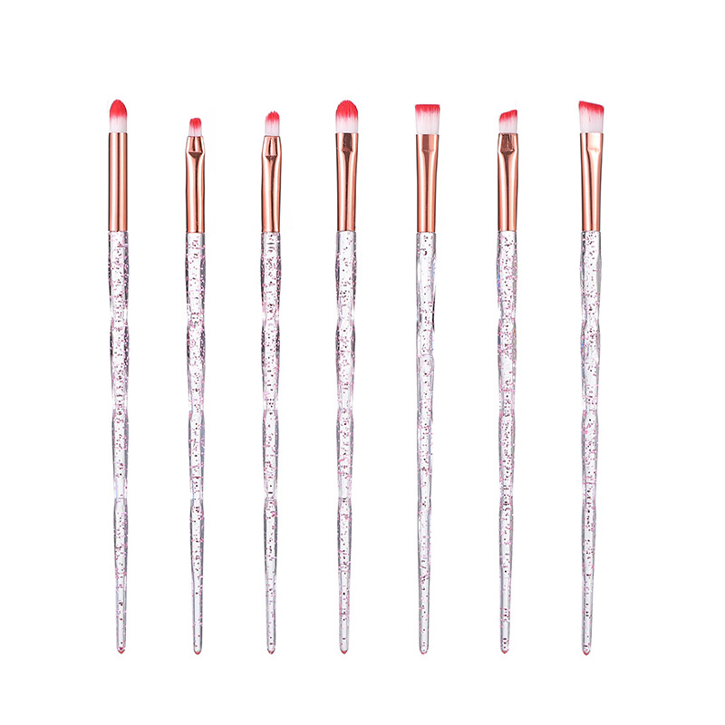 Κρυστάλλινο σετ 10 πινέλων μακιγιάζ — πινέλα για σκιά ματιών, κονσίλερ και πινέλα πούδρας, με απαλές συνθετικές τρίχες και πλαστικές λαβές