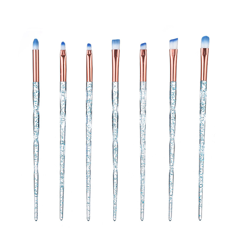 Κρυστάλλινο σετ 10 πινέλων μακιγιάζ — πινέλα για σκιά ματιών, κονσίλερ και πινέλα πούδρας, με απαλές συνθετικές τρίχες και πλαστικές λαβές