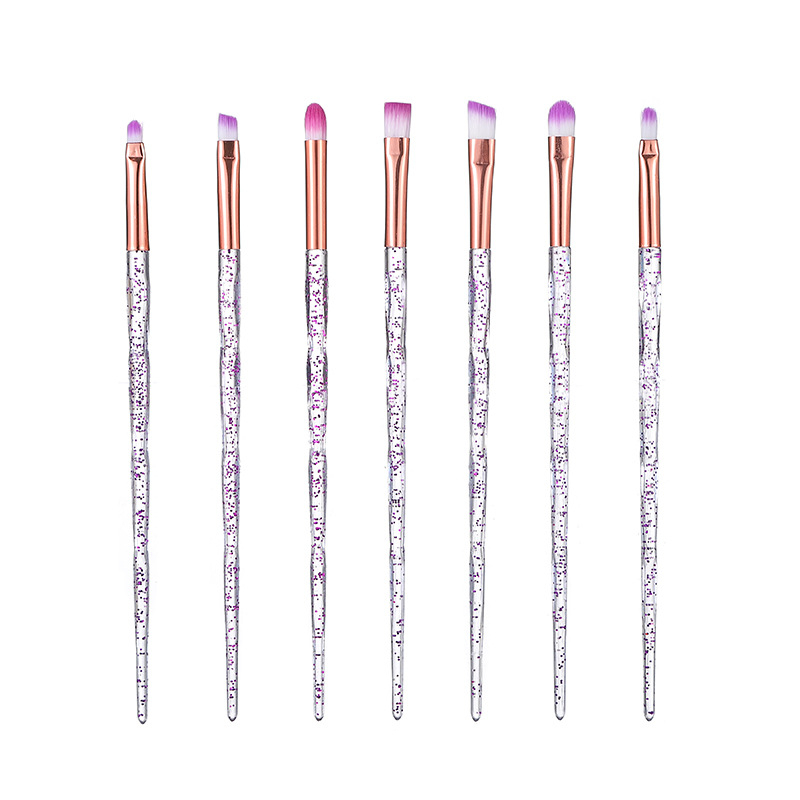 Κρυστάλλινο σετ 10 πινέλων μακιγιάζ — πινέλα για σκιά ματιών, κονσίλερ και πινέλα πούδρας, με απαλές συνθετικές τρίχες και πλαστικές λαβές