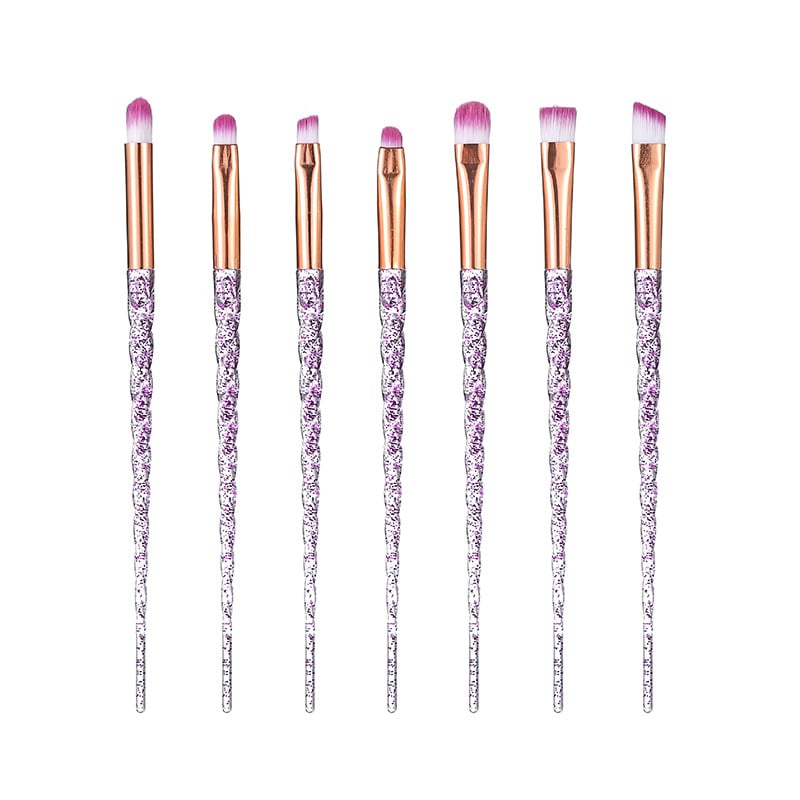 Κρυστάλλινο σετ 10 πινέλων μακιγιάζ — πινέλα για σκιά ματιών, κονσίλερ και πινέλα πούδρας, με απαλές συνθετικές τρίχες και πλαστικές λαβές