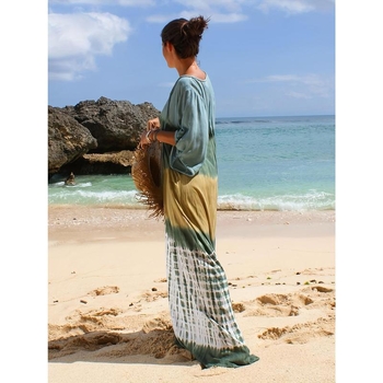 Pareu de plajă, Tie-Dye, protecție solară, țesătură poliester, conținut polipropilenă, set pentru cuplu la plajă