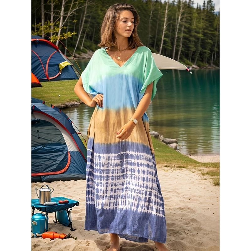 Pareu de plajă, Tie-Dye, protecție solară, țesătură poliester, conținut polipropilenă, set pentru cuplu la plajă