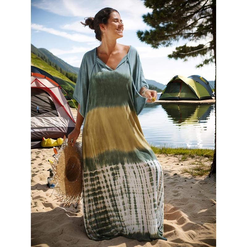 Pareu de plajă, Tie-Dye, protecție solară, țesătură poliester, conținut polipropilenă, set pentru cuplu la plajă