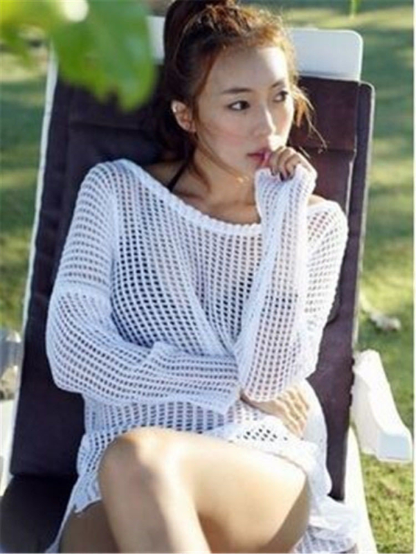 Koreai stílusú hálós stranddzseki szabálytalan hasítással – napvédő, laza szabás, akril-gyapjú keverék