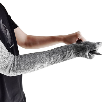 Γάντια HPPE αντίκοπτα με μακρύ μανσέτα, αντιολισθητικά, ανθεκτικά στο λάδι, διαπνέοντα και ανθεκτικά σε υψηλές θερμοκρασίες για επεξεργασία γυαλιού και βιομηχανική ασφάλεια.