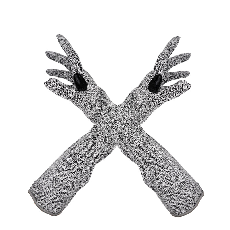 Γάντια HPPE αντίκοπτα με μακρύ μανσέτα, αντιολισθητικά, ανθεκτικά στο λάδι, διαπνέοντα και ανθεκτικά σε υψηλές θερμοκρασίες για επεξεργασία γυαλιού και βιομηχανική ασφάλεια.