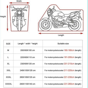 Navlaka za motocikl, crna Oxford platna (210D/190T/300D), vodootporna i UV-otporna