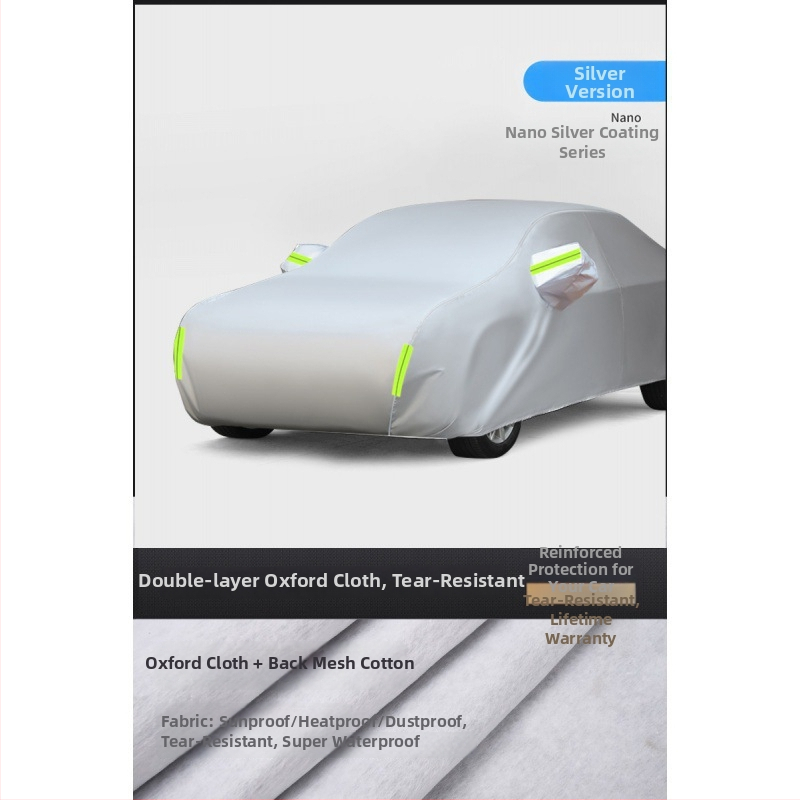 Univerzalni pokrov za automobil za sve sezone — zaštita od sunca, kiše, snijega i grada, toplinska izolacija, potpuno pokrivanje; materijal: svila poliester.