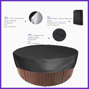 Εξωτερικό κυκλικό κάλυμμα μπανιέρας, ανθεκτικό στις καιρικές συνθήκες και σκόνη, 190T πολυεστερικό ταφτά, κωδικός προϊόντος Yzhw096, μοντέρνο μινιμαλιστικό στυλ, προστασία από βροχή, ήλιο, σκόνη και χιόνι