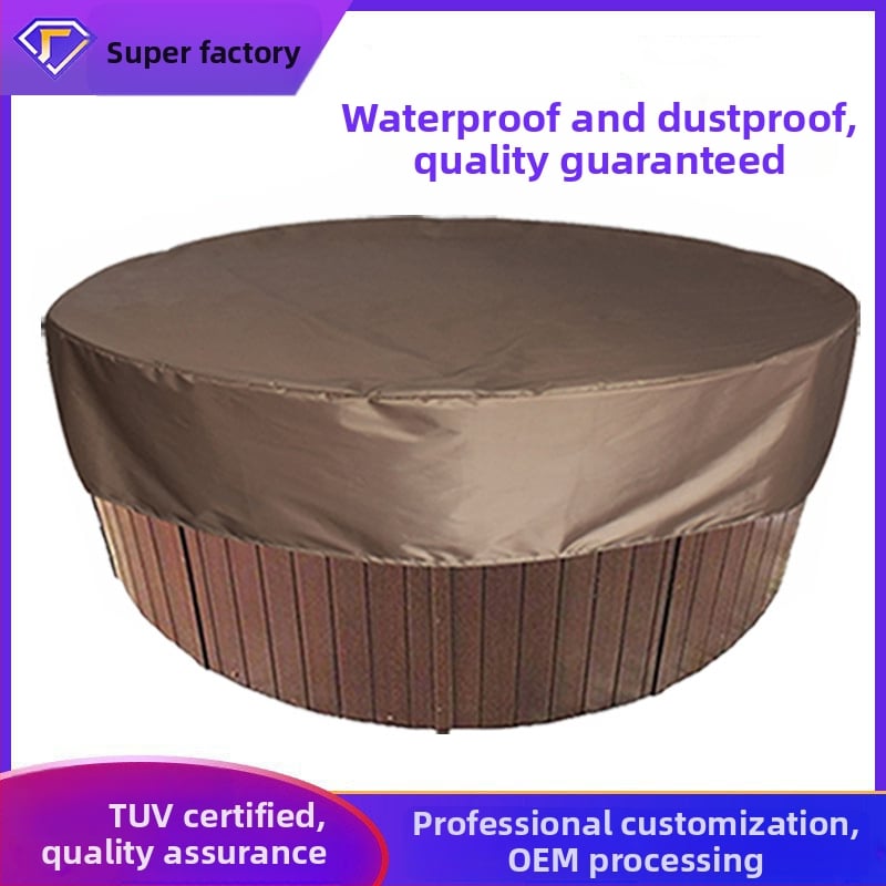 Εξωτερικό κυκλικό κάλυμμα μπανιέρας, ανθεκτικό στις καιρικές συνθήκες και σκόνη, 190T πολυεστερικό ταφτά, κωδικός προϊόντος Yzhw096, μοντέρνο μινιμαλιστικό στυλ, προστασία από βροχή, ήλιο, σκόνη και χιόνι