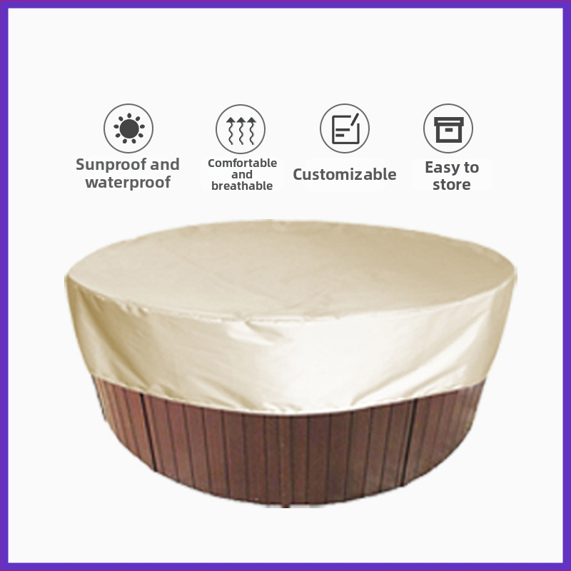 Εξωτερικό κυκλικό κάλυμμα μπανιέρας, ανθεκτικό στις καιρικές συνθήκες και σκόνη, 190T πολυεστερικό ταφτά, κωδικός προϊόντος Yzhw096, μοντέρνο μινιμαλιστικό στυλ, προστασία από βροχή, ήλιο, σκόνη και χιόνι