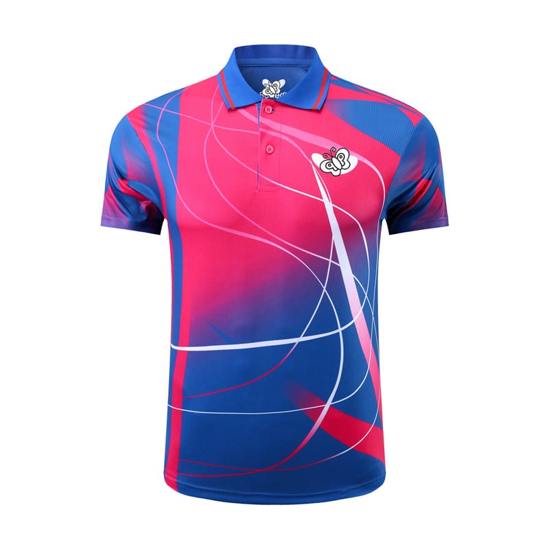 Trening majica za stolni tenis s ovratnikom – smjesa kemijskih vlakana, 100% poliester, brzo suši, prozračna, model 6254