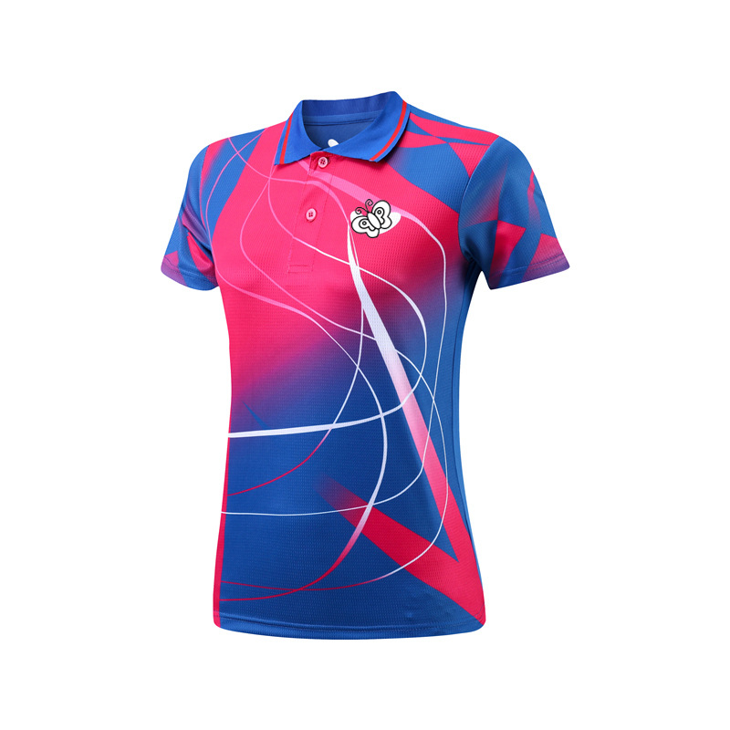 Trening majica za stolni tenis s ovratnikom – smjesa kemijskih vlakana, 100% poliester, brzo suši, prozračna, model 6254