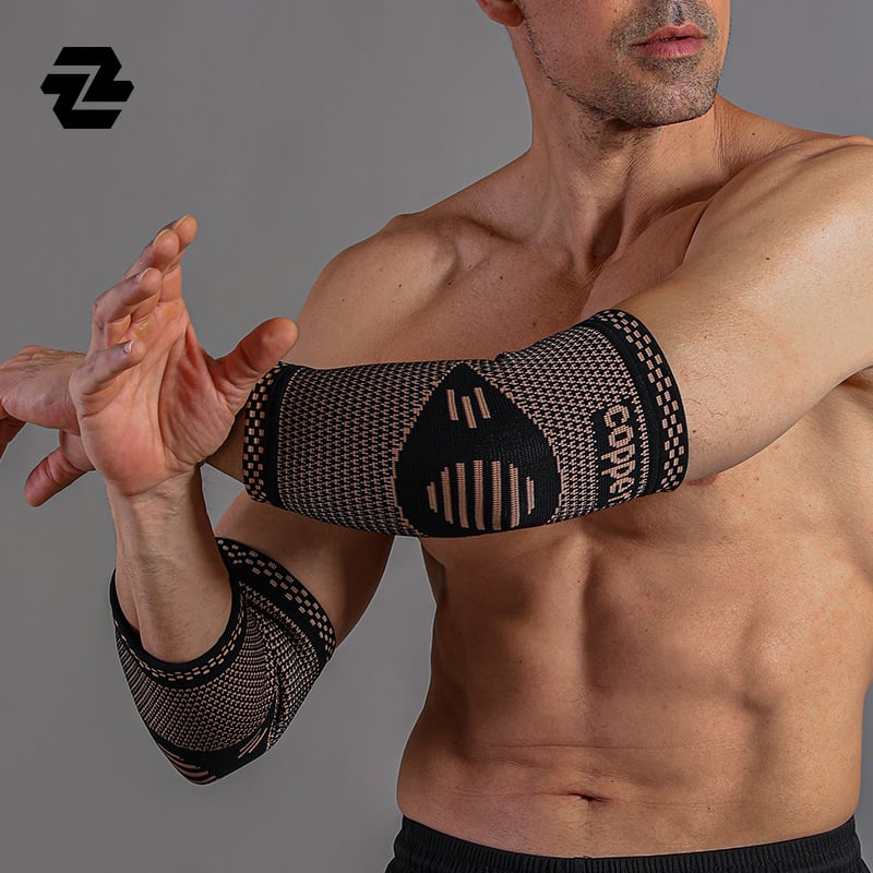 Лакътни протектори с медно влакно, дишаща плетена конструкция, еластична компресия, универсално прилягане, за баскетбол