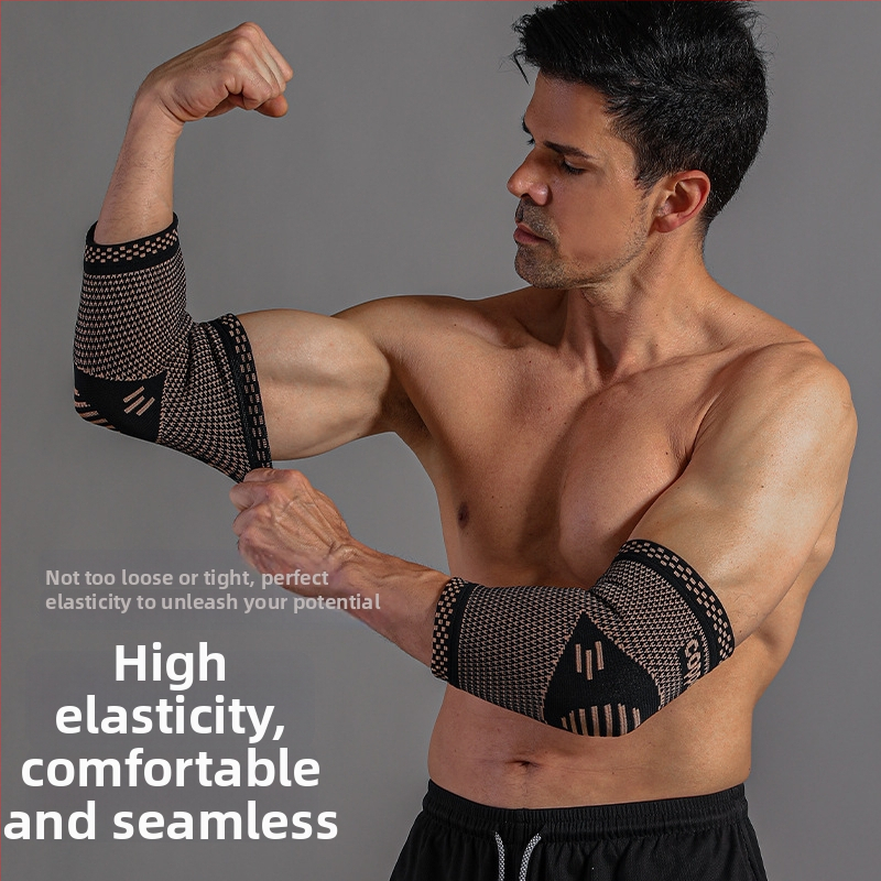 Лакътни протектори с медно влакно, дишаща плетена конструкция, еластична компресия, универсално прилягане, за баскетбол