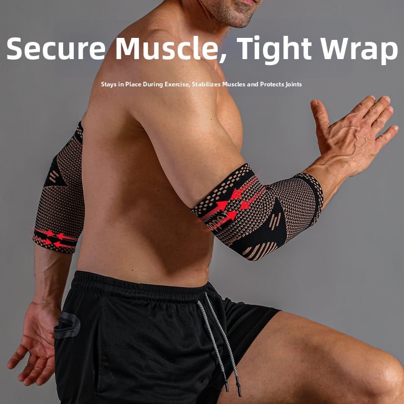 Лакътни протектори с медно влакно, дишаща плетена конструкция, еластична компресия, универсално прилягане, за баскетбол