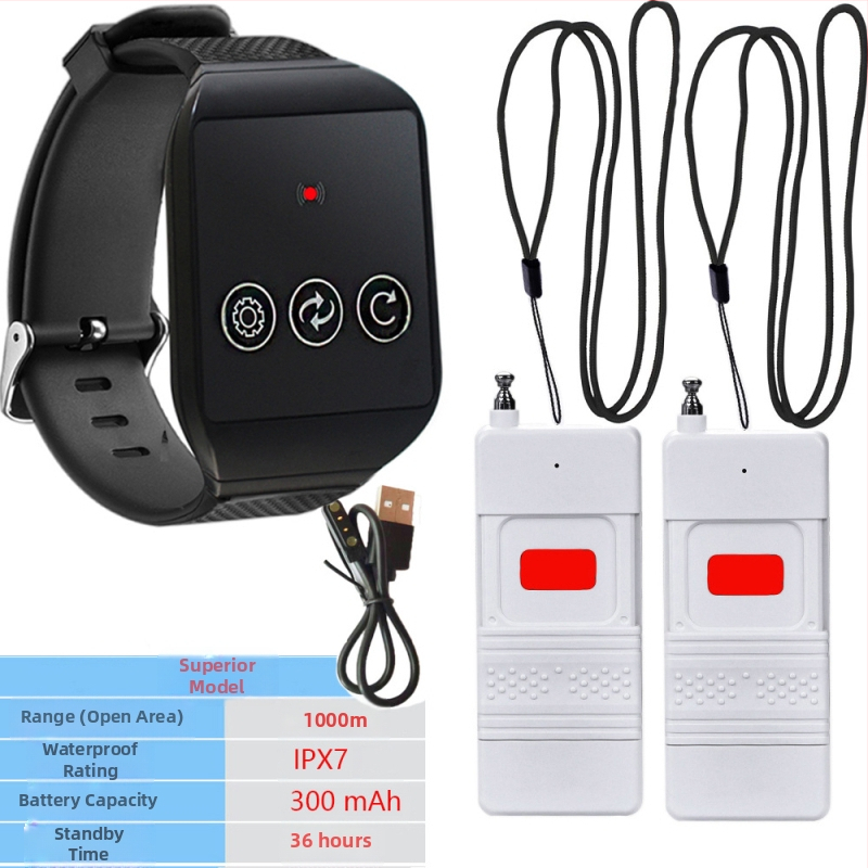 Bezdrôtový volací systém — model 690, USB napájanie 5V, vibračný zvuk, diaľkové ovládanie zvončeka na dvere, 690-V100-P1000-U1000