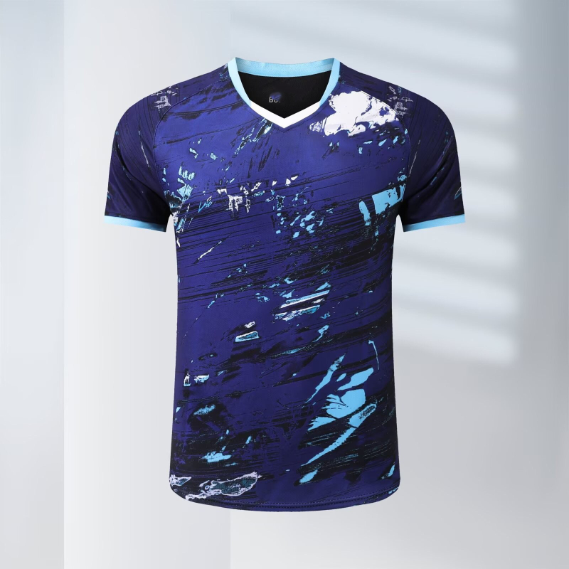 Unisex majica za stolni tenis, sve-sezonska, brzo se suši, prozračna poliesterno‑blend tkanina, podstava 100% poliester, pogodna za sve uzraste