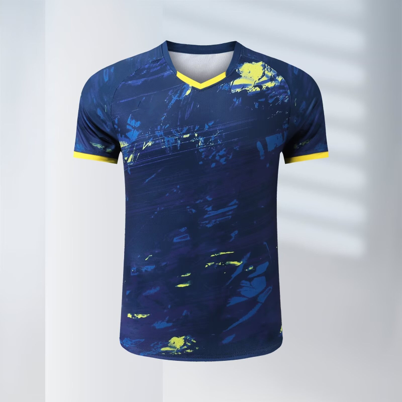 Unisex majica za stolni tenis, sve-sezonska, brzo se suši, prozračna poliesterno‑blend tkanina, podstava 100% poliester, pogodna za sve uzraste