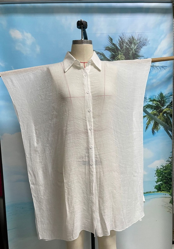 Plažni pokrivalo-top, opuštenog kroja, zaštita od sunca, 60% pamuk / 40% poliester, gustoća materijala 170 g, podstava poliester