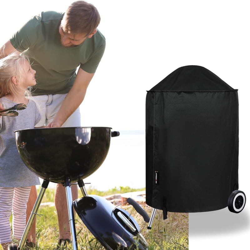 Κυκλικό κάλυμμα BBQ, 210D Oxford ύφασμα, αδιάβροχο και ανθεκτικό στη σκόνη για υπαίθρια χρήση, μοντέρνος μινιμαλιστικός σχεδιασμός