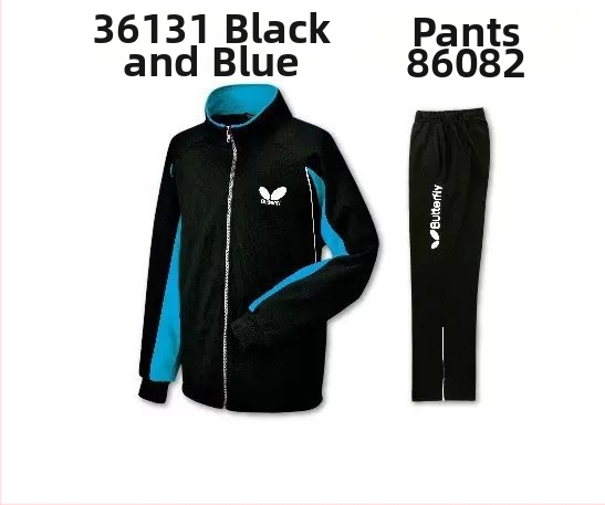 Set na stolný tenis - rýchloschnúci, dlhé rukávy bunda a nohavice pre mužov aj ženy; 100% polyester, zmes chemických vlákien