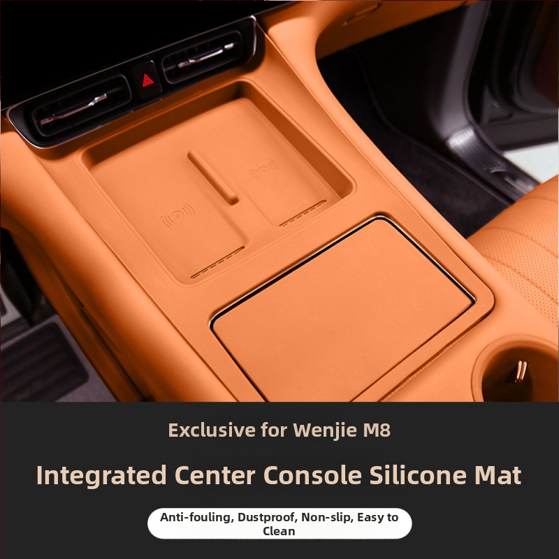 Silikónová podložka pre centrálnu konzolu Wenjie M8 s bezdrôtovým nabíjaním — ochrana proti škrábaniu a prachu, kód produktu WTX-004