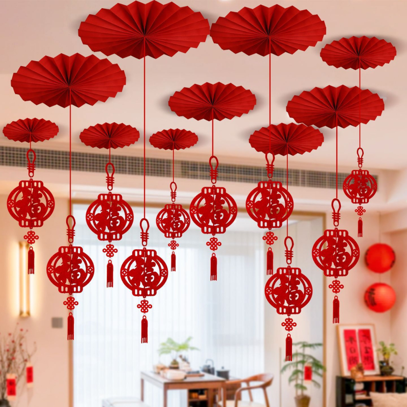 Фетрова таванна украса в китайски стил за Пролетния фестивал, лазерно гравирана