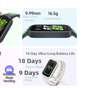 Inteligentný fitness náramok (AMOLED displej; sledovanie srdcového tepu; denná vodotesnosť; silikonový remienok; výdrž batérie <7 dní)