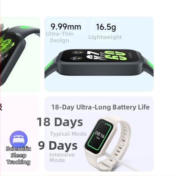 Inteligentný fitness náramok (AMOLED displej; sledovanie srdcového tepu; denná vodotesnosť; silikonový remienok; výdrž batérie <7 dní)